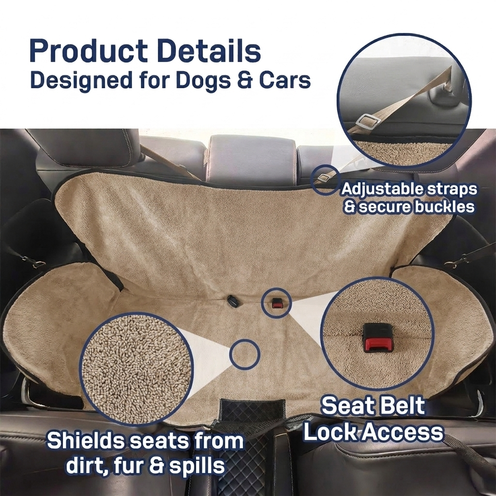 Muddymats® Petite Chenille Dog Car Seat Cover for Back Seat, 100% Waterproof Dog Hammock for Car, SUVs & Trucks, Heavy Duty, Scratch Proof Car Seat Cover, Slip Resistant Backing & Side Flaps