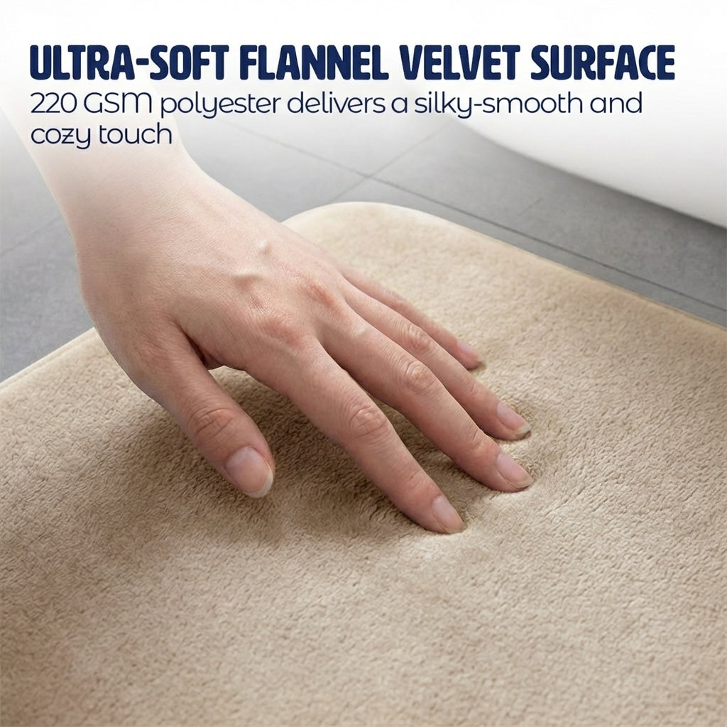 Muddymats® Memory Foam Bath Mat Set 2 Piece – Velvet Soft Non Slip Bathroom Rugs Set, Thick Absorbent Washable Bath Mats for Bathroom Floor and Shower, 20"x30" + 20"x20" U-Shaped