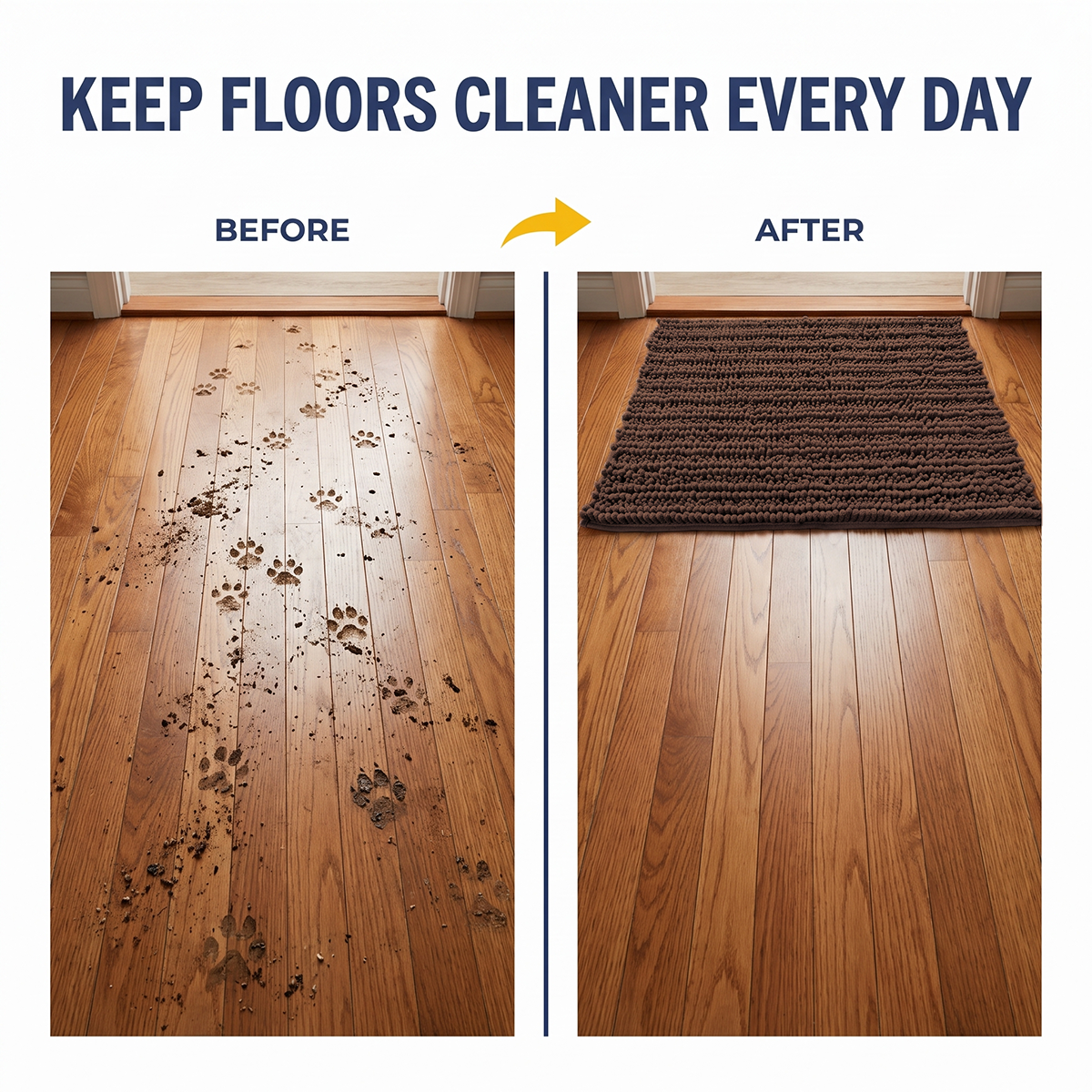 Muddymats® DuoMax Dog Door Mat for Muddy Paws – Dual-Texture Absorbent Mat Chenille Entryway Muddy Carpet®, Microfiber Quick Dry, Slip Resistant Machine Washable Indoor Mat