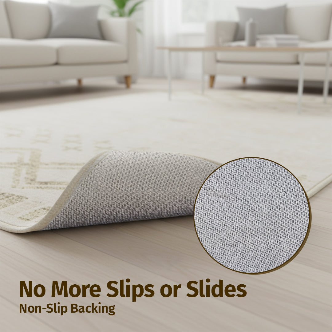 Muddy Carpet Tribal Washable Area Rugs for Living Room, Bedroom & Dining Room – Modern Soft Low Pile Non Slip Carpet – Pet Friendly Waterproof Foldable Rugs for Home