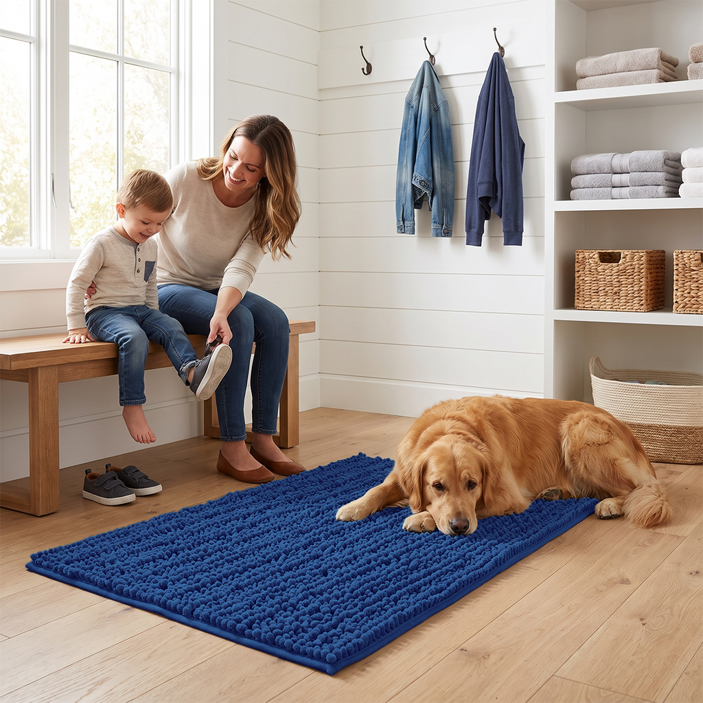 Muddymats® DuoMax Dog Door Mat for Muddy Paws – Dual-Texture Absorbent Mat Chenille Entryway Muddy Carpet®, Microfiber Quick Dry, Slip Resistant Machine Washable Indoor Mat