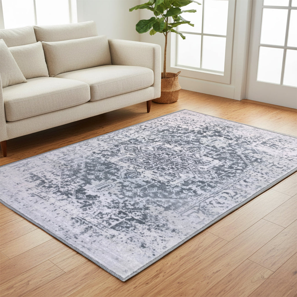 Muddy Carpet Frostbell Washable Area Rugs for Living Room, Bedroom & Dining Room – Modern Soft Low Pile Non Slip Carpet – Pet Friendly Waterproof Foldable Rugs for Home