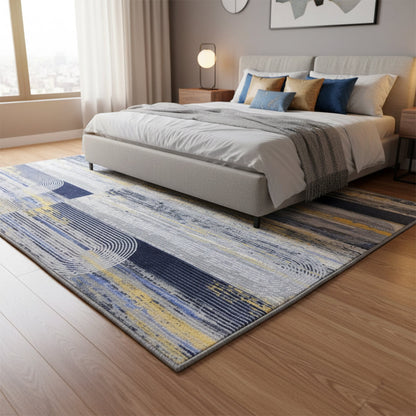 Muddy Carpet Horizon Washable Area Rugs for Living Room, Bedroom & Dining Room – Modern Soft Low Pile Non Slip Carpet – Pet Friendly Waterproof Foldable Rugs for Home