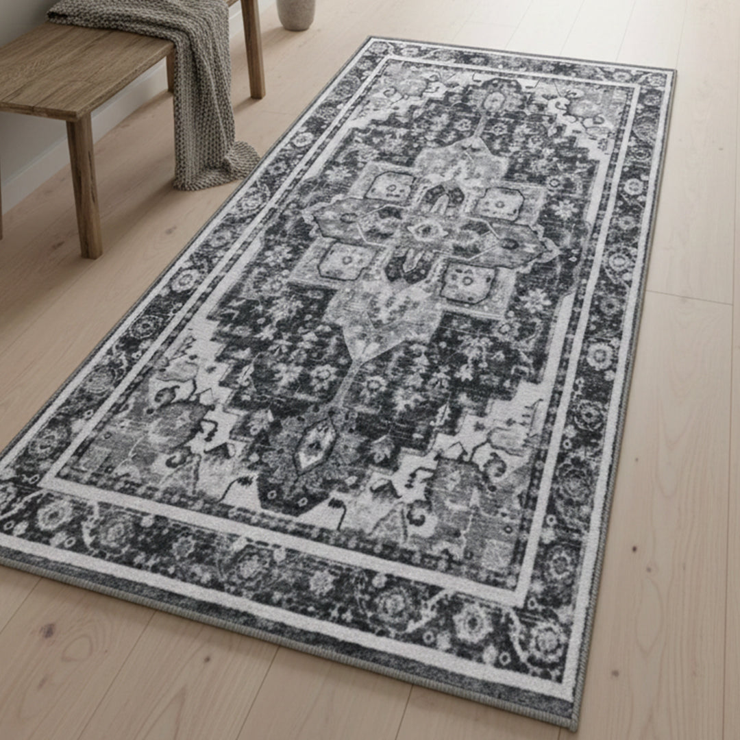 Muddy Carpet Onyx Washable Area Rugs for Living Room, Bedroom & Dining Room – Modern Soft Low Pile Non Slip Carpet – Pet Friendly Waterproof Foldable Rugs for Home