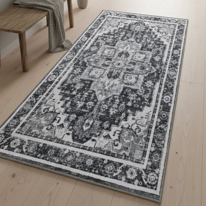 Muddy Carpet Onyx Washable Area Rugs for Living Room, Bedroom & Dining Room – Modern Soft Low Pile Non Slip Carpet – Pet Friendly Waterproof Foldable Rugs for Home
