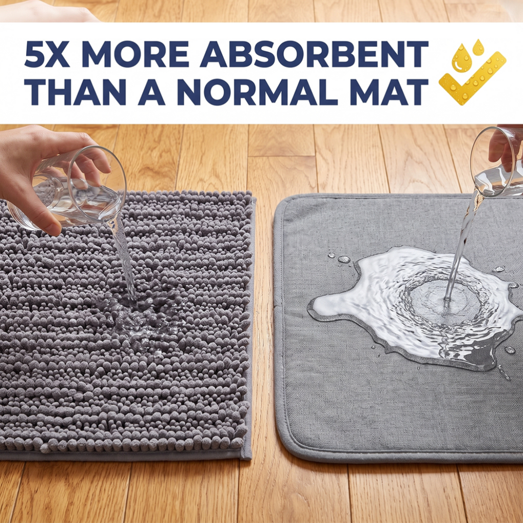 Muddymats® DuoMax Dog Door Mat for Muddy Paws – Dual-Texture Absorbent Mat Chenille Entryway Muddy Carpet®, Microfiber Quick Dry, Slip Resistant Machine Washable Indoor Mat