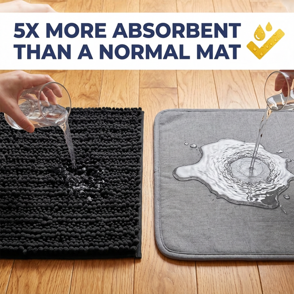 Muddymats® DuoMax Dog Door Mat for Muddy Paws – Dual-Texture Absorbent Mat Chenille Entryway Muddy Carpet®, Microfiber Quick Dry, Slip Resistant Machine Washable Indoor Mat