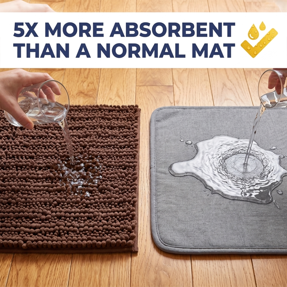 Muddymats® DuoMax Dog Door Mat for Muddy Paws – Dual-Texture Absorbent Mat Chenille Entryway Muddy Carpet®, Microfiber Quick Dry, Slip Resistant Machine Washable Indoor Mat