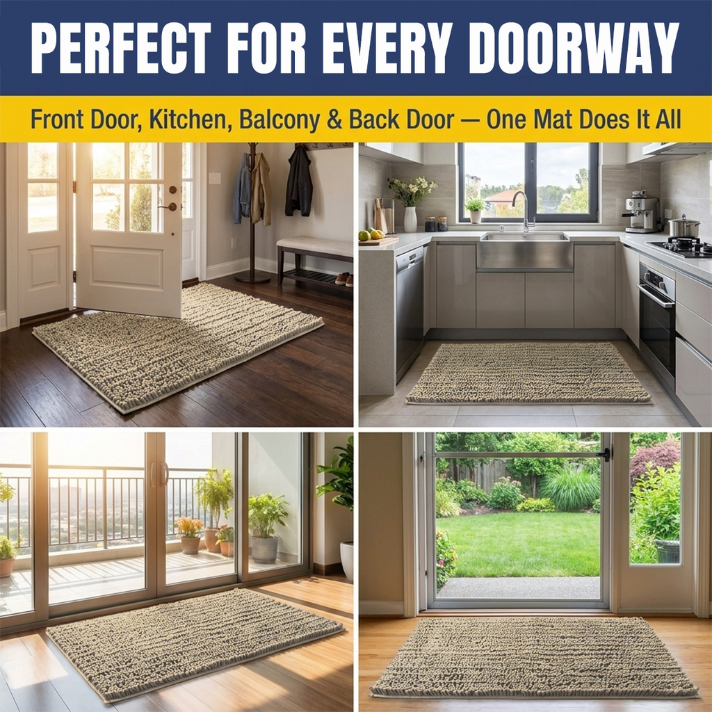Muddymats® MudMax Dog Door Mat for Muddy Paws – Ultra Water Absorbing Mat Chenille Muddy Carpet® Soaks 5X Water, Microfiber Quick Dry, Slip Resistant Machine Washable Indoor Mat
