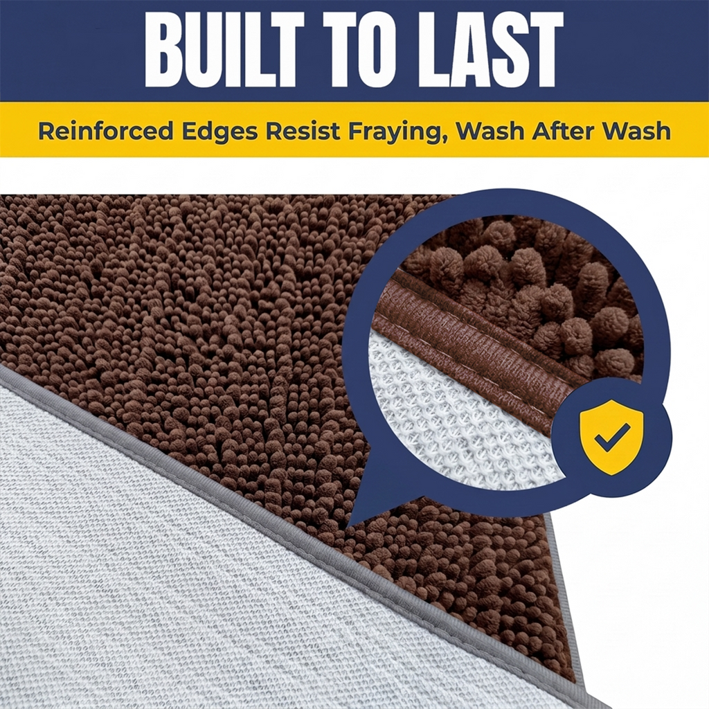 Muddymats® MudMax Dog Door Mat for Muddy Paws – Ultra Water Absorbing Mat Chenille Muddy Carpet® Soaks 5X Water, Microfiber Quick Dry, Slip Resistant Machine Washable Indoor Mat