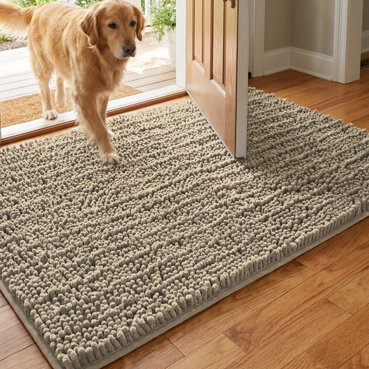 Muddymats® MudMax Dog Door Mat for Muddy Paws – Ultra Water Absorbing Mat Chenille Muddy Carpet® Soaks 5X Water, Microfiber Quick Dry, Slip Resistant Machine Washable Indoor Mat