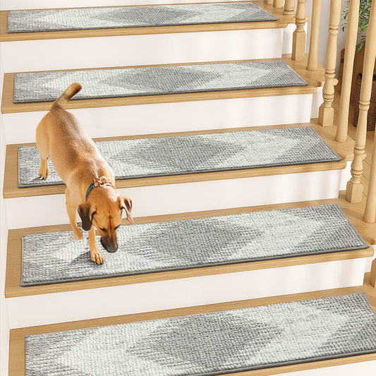 Muddymats® Soft Chenille Stair Treads Non-Slip Reusable, Super Absorbent Stair Treads for Wooden Steps, Tile & Marble Floor, Easy to Install & Machine Washable - Aspen 30'' x 7''