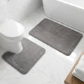 Muddymats® CloudStep Bathroom Rugs 2 Piece Set, Non Slip Bath Mats for Bathroom, Absorbent Memory Foam Chenille, Machine Washable Quick Dry Toilet Rug Set, 20"x30" + 20"x20" U-Shaped