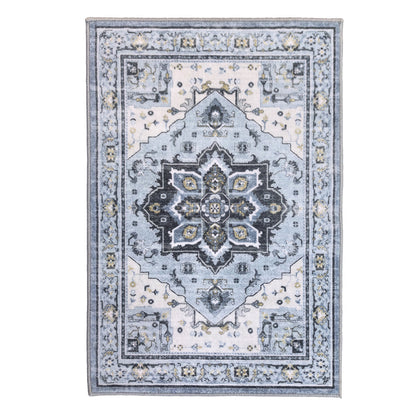 Muddy Carpet Azure Washable Area Rugs for Living Room, Bedroom & Dining Room – Modern Soft Low Pile Non Slip Carpet – Pet Friendly Waterproof Foldable Rugs for Home