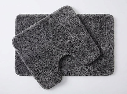 Muddymats® Fluffy Bathroom Rugs 2 Piece Set, Soft Absorbent Microfiber Bath Mats, Non Slip, Quick Dry, Machine Washable for Floor, Tub, Shower & Toilet, 20"x30" + 20"x20" U-Shaped