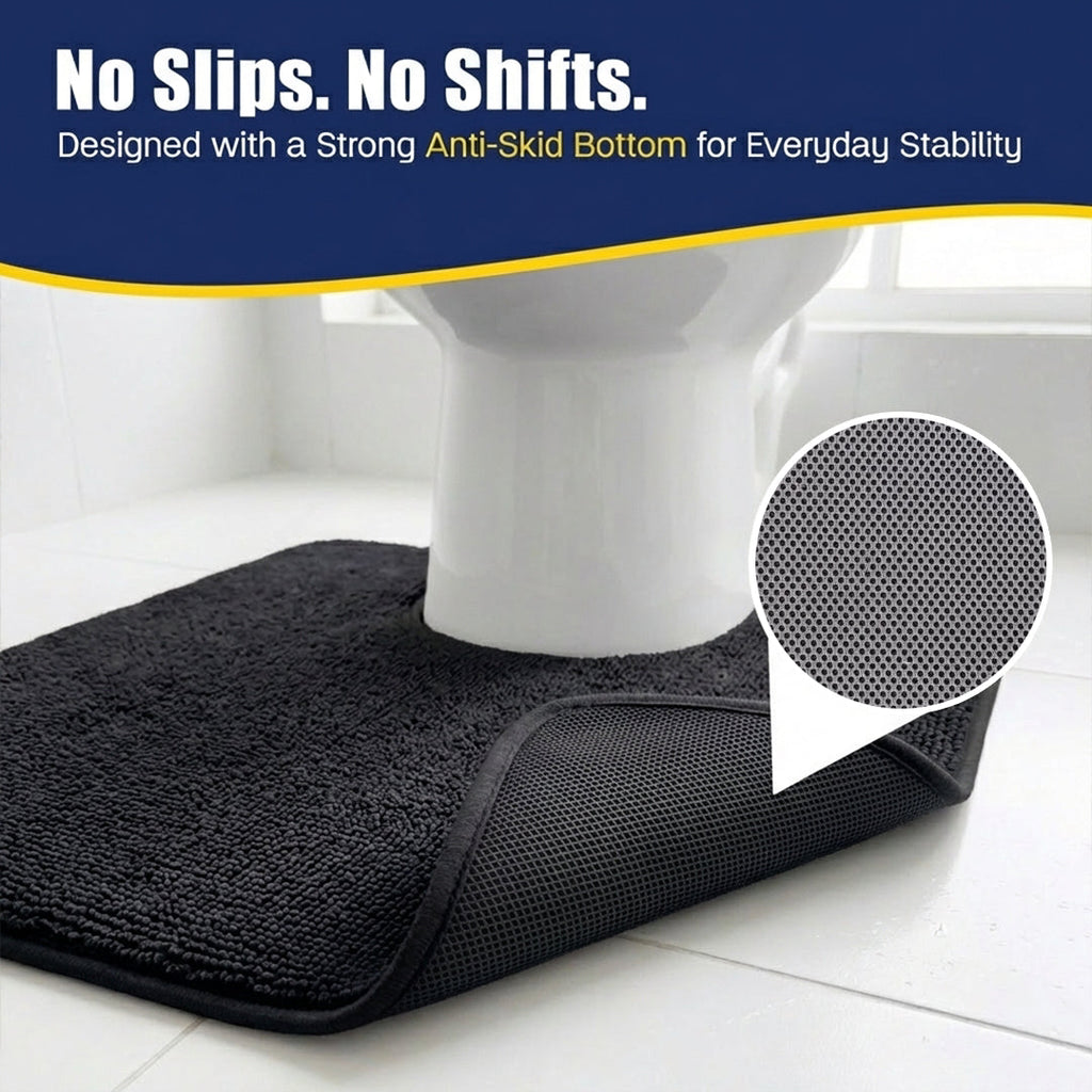 Muddymats® CloudStep Bathroom Rugs 2 Piece Set, Non Slip Bath Mats for Bathroom, Absorbent Memory Foam Chenille, Machine Washable Quick Dry Toilet Rug Set, 20"x30" + 20"x20" U-Shaped