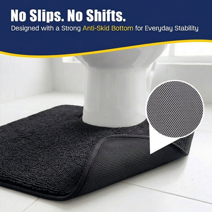 Muddymats® CloudStep Bathroom Rugs 2 Piece Set, Non Slip Bath Mats for Bathroom, Absorbent Memory Foam Chenille, Machine Washable Quick Dry Toilet Rug Set, 20"x30" + 20"x20" U-Shaped
