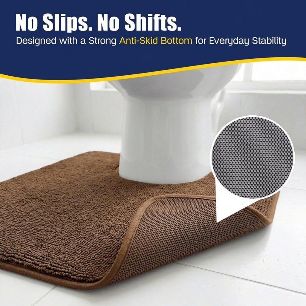 Muddymats® CloudStep Bathroom Rugs 2 Piece Set, Non Slip Bath Mats for Bathroom, Absorbent Memory Foam Chenille, Machine Washable Quick Dry Toilet Rug Set, 20"x30" + 20"x20" U-Shaped