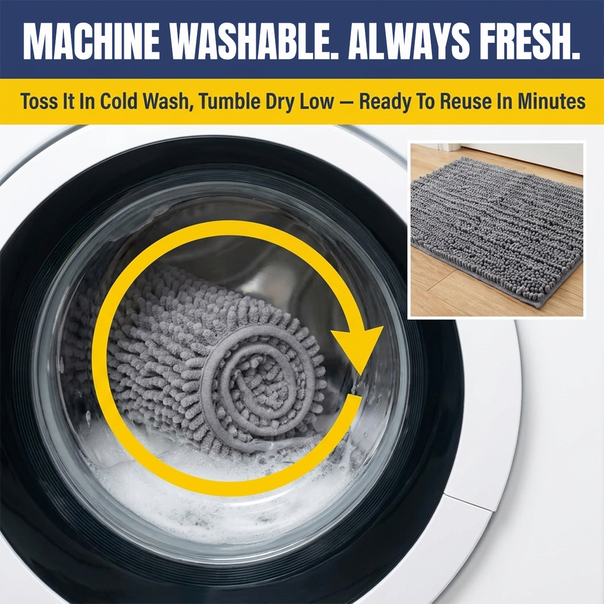 Muddymats® MudMax Dog Door Mat for Muddy Paws – Ultra Water Absorbing Mat Chenille Muddy Carpet® Soaks 5X Water, Microfiber Quick Dry, Slip Resistant Machine Washable Indoor Mat