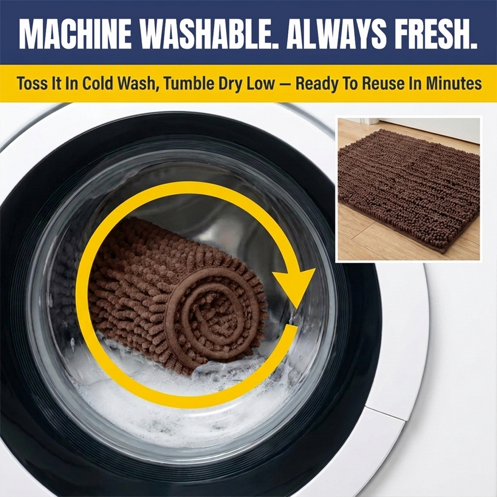 Muddymats® MudMax Dog Door Mat for Muddy Paws – Ultra Water Absorbing Mat Chenille Muddy Carpet® Soaks 5X Water, Microfiber Quick Dry, Slip Resistant Machine Washable Indoor Mat