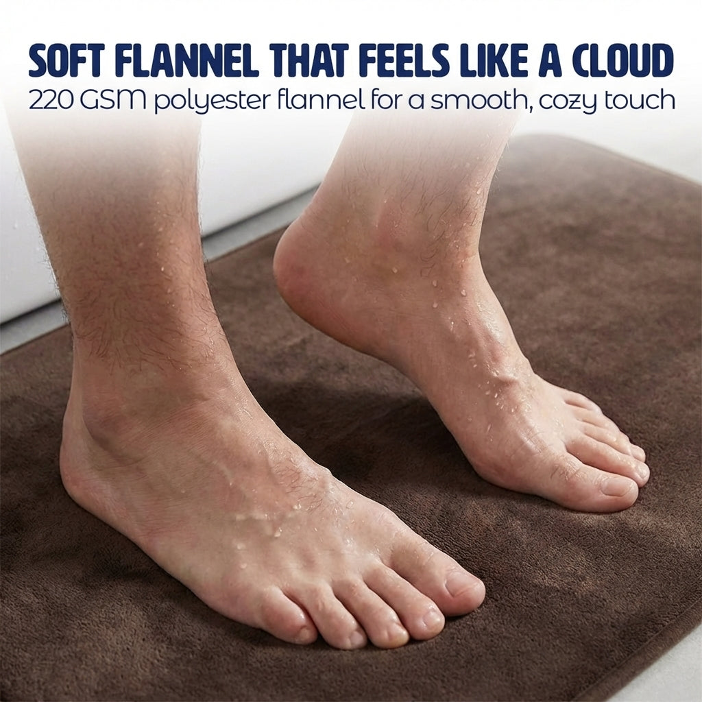 Muddymats® Memory Foam Bath Mat – Velvet Soft Non Slip Bathroom Rugs, Thick Absorbent Bath Rugs, Washable Bath Mat for Bathroom Floor and Shower