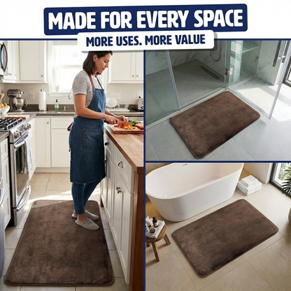 Muddymats® Memory Foam Bath Mat – Velvet Soft Non Slip Bathroom Rugs, Thick Absorbent Bath Rugs, Washable Bath Mat for Bathroom Floor and Shower
