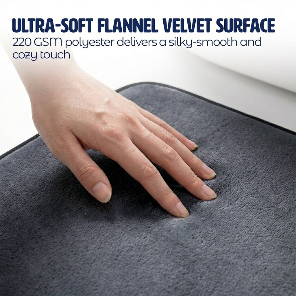 Muddymats® Memory Foam Bath Mat – Velvet Soft Non Slip Bathroom Rugs, Thick Absorbent Bath Rugs, Washable Bath Mat for Bathroom Floor and Shower
