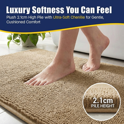 Muddymats® CloudStep Bathroom Rugs, Non Slip Bath Mats for Bathroom, Super Absorbent Memory Foam Chenille, Quick Dry Machine Washable Thick Toilet Rug for Shower Tub and Floor