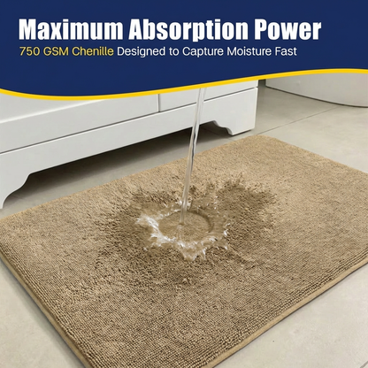 Muddymats® CloudStep Bathroom Rugs 2 Piece Set, Non Slip Bath Mats for Bathroom, Absorbent Memory Foam Chenille, Machine Washable Quick Dry Toilet Rug Set, 20"x30" + 20"x20" U-Shaped