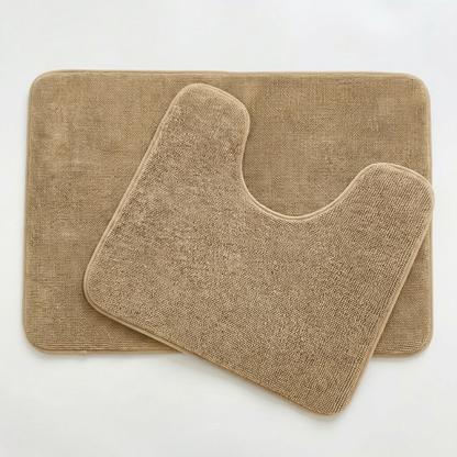 Muddymats® CloudStep Bathroom Rugs 2 Piece Set, Non Slip Bath Mats for Bathroom, Absorbent Memory Foam Chenille, Machine Washable Quick Dry Toilet Rug Set, 20"x30" + 20"x20" U-Shaped