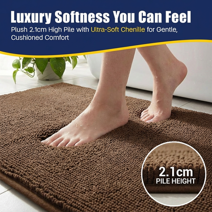 Muddymats® CloudStep Bathroom Rugs 2 Piece Set, Non Slip Bath Mats for Bathroom, Absorbent Memory Foam Chenille, Machine Washable Quick Dry Toilet Rug Set, 20"x30" + 20"x20" U-Shaped