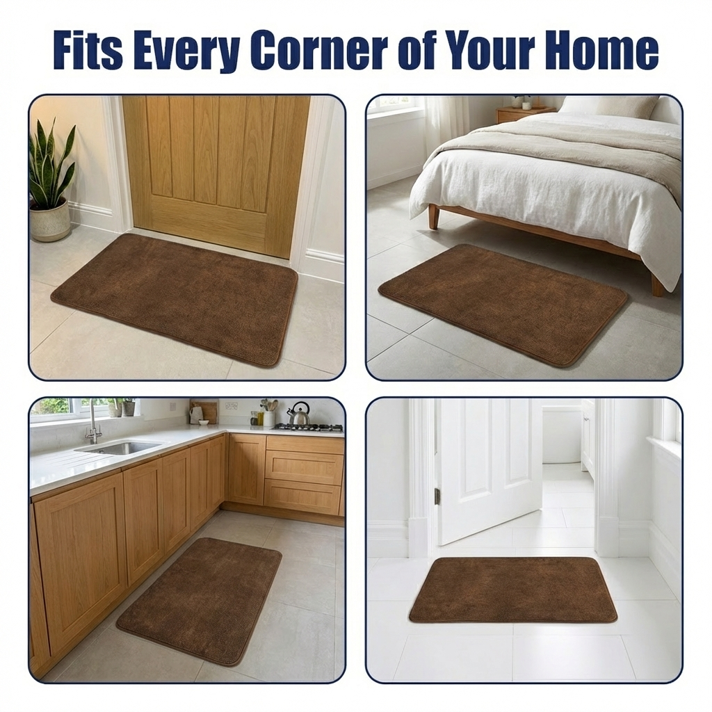 Muddymats® CloudStep Bathroom Rugs, Non Slip Bath Mats for Bathroom, Super Absorbent Memory Foam Chenille, Quick Dry Machine Washable Thick Toilet Rug for Shower Tub and Floor