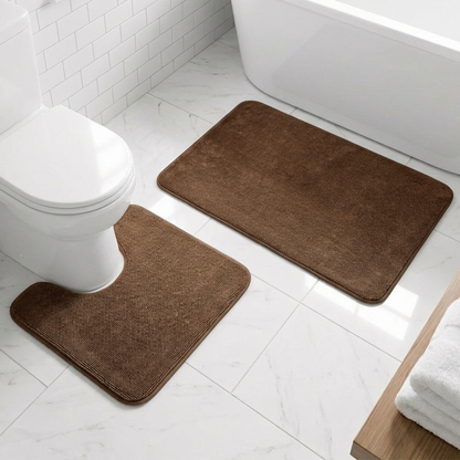 Muddymats® CloudStep Bathroom Rugs 2 Piece Set, Non Slip Bath Mats for Bathroom, Absorbent Memory Foam Chenille, Machine Washable Quick Dry Toilet Rug Set, 20"x30" + 20"x20" U-Shaped