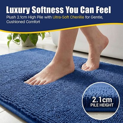 Muddymats® CloudStep Bathroom Rugs 2 Piece Set, Non Slip Bath Mats for Bathroom, Absorbent Memory Foam Chenille, Machine Washable Quick Dry Toilet Rug Set, 20"x30" + 20"x20" U-Shaped