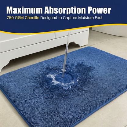 Muddymats® CloudStep Bathroom Rugs 2 Piece Set, Non Slip Bath Mats for Bathroom, Absorbent Memory Foam Chenille, Machine Washable Quick Dry Toilet Rug Set, 20"x30" + 20"x20" U-Shaped