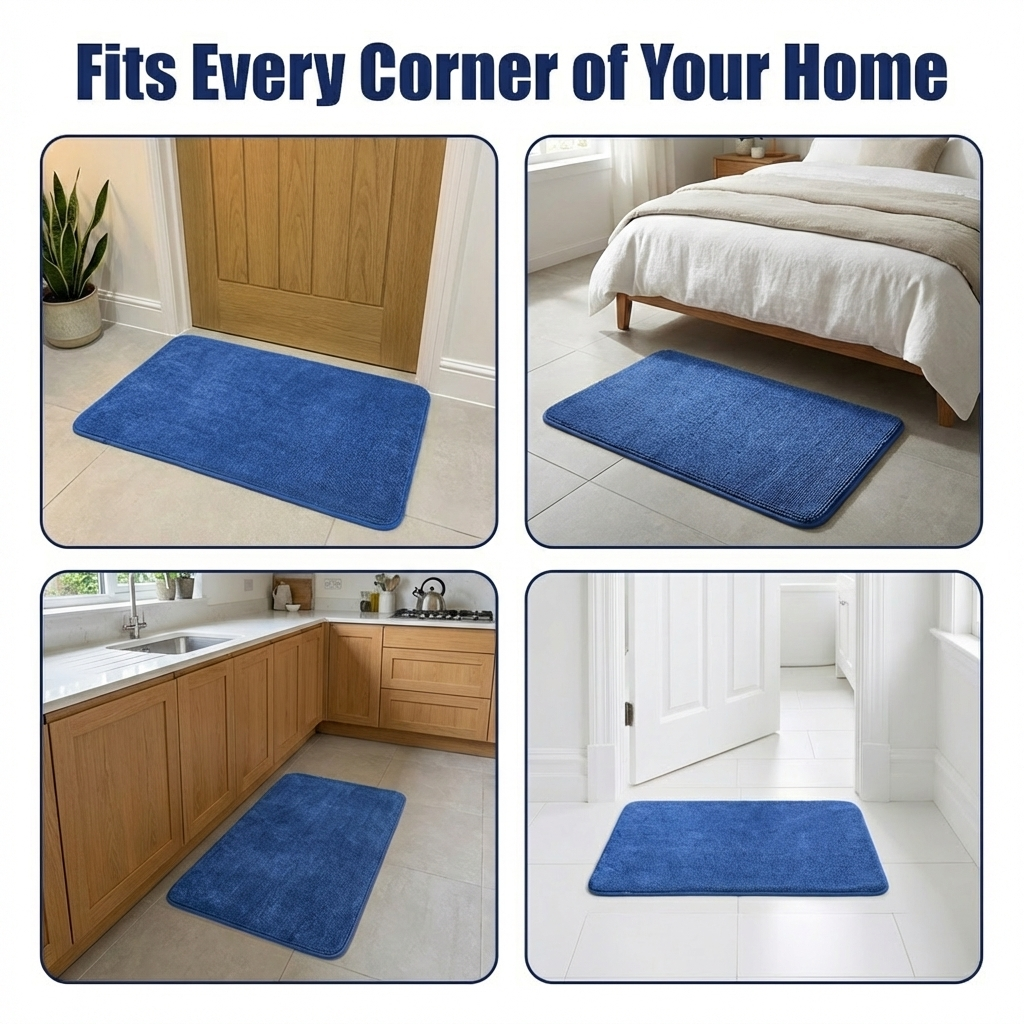 Muddymats® CloudStep Bathroom Rugs 2 Piece Set, Non Slip Bath Mats for Bathroom, Absorbent Memory Foam Chenille, Machine Washable Quick Dry Toilet Rug Set, 20"x30" + 20"x20" U-Shaped
