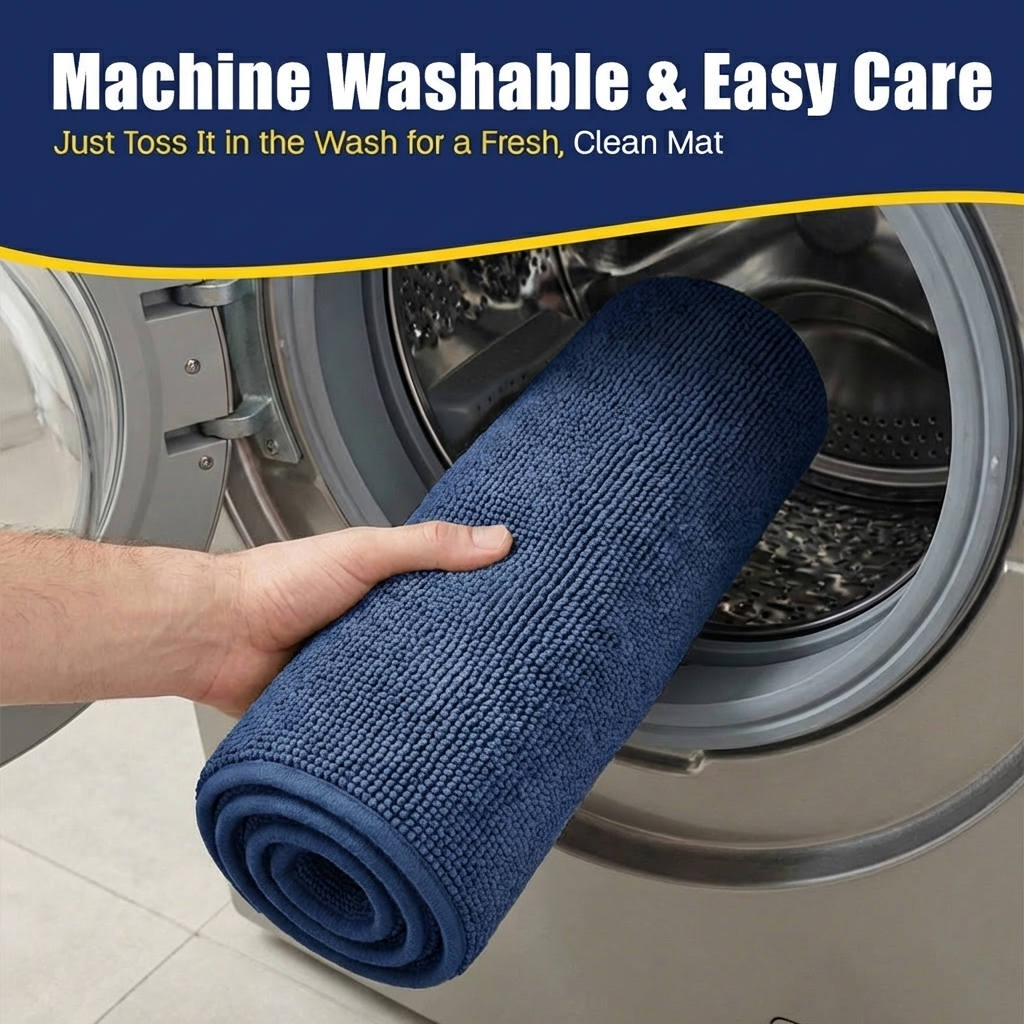 Muddymats® CloudStep Bathroom Rugs, Non Slip Bath Mats for Bathroom, Super Absorbent Memory Foam Chenille, Quick Dry Machine Washable Thick Toilet Rug for Shower Tub and Floor