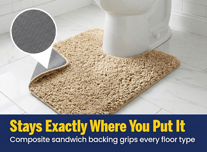 Muddymats® Fluffy Bathroom Rugs 2 Piece Set, Soft Absorbent Microfiber Bath Mats, Non Slip, Quick Dry, Machine Washable for Floor, Tub, Shower & Toilet, 20"x30" + 20"x20" U-Shaped