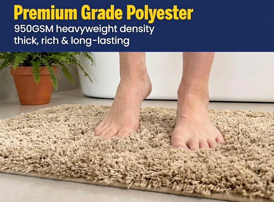 Muddymats® Fluffy Bathroom Rug, Soft Absorbent Microfiber Bath Mat, Non Slip, Quick Dry, Machine Washable for Bathroom Floor, Tub, Shower, Toilet and Sink
