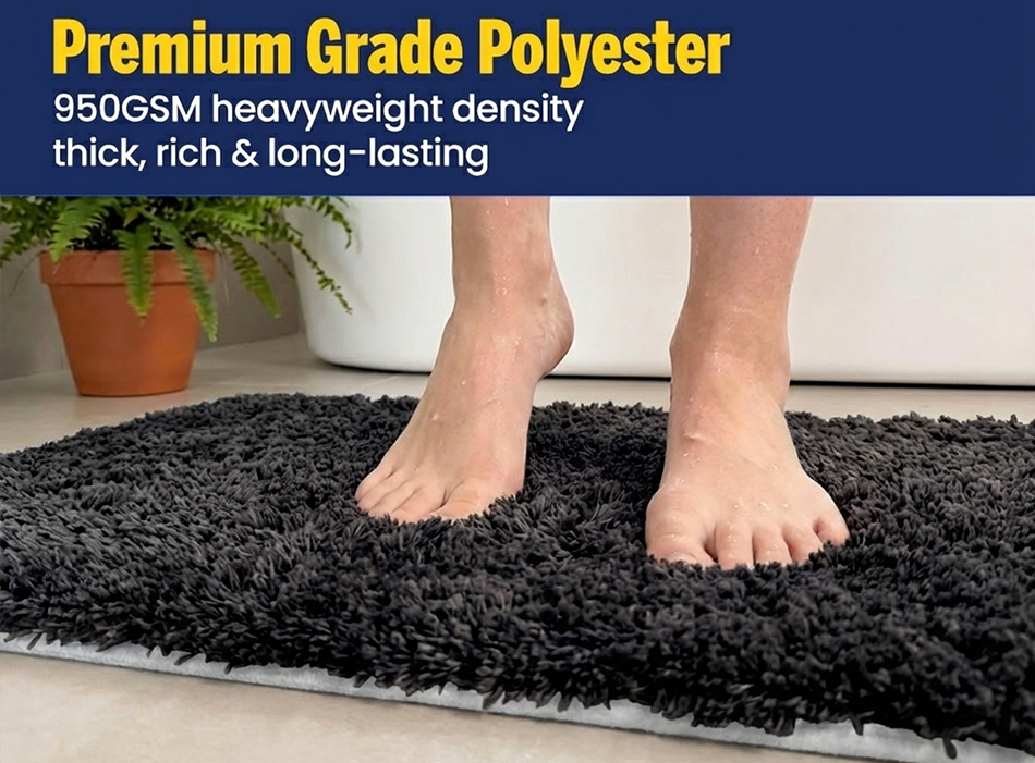 Muddymats® Fluffy Bathroom Rug, Soft Absorbent Microfiber Bath Mat, Non Slip, Quick Dry, Machine Washable for Bathroom Floor, Tub, Shower, Toilet and Sink