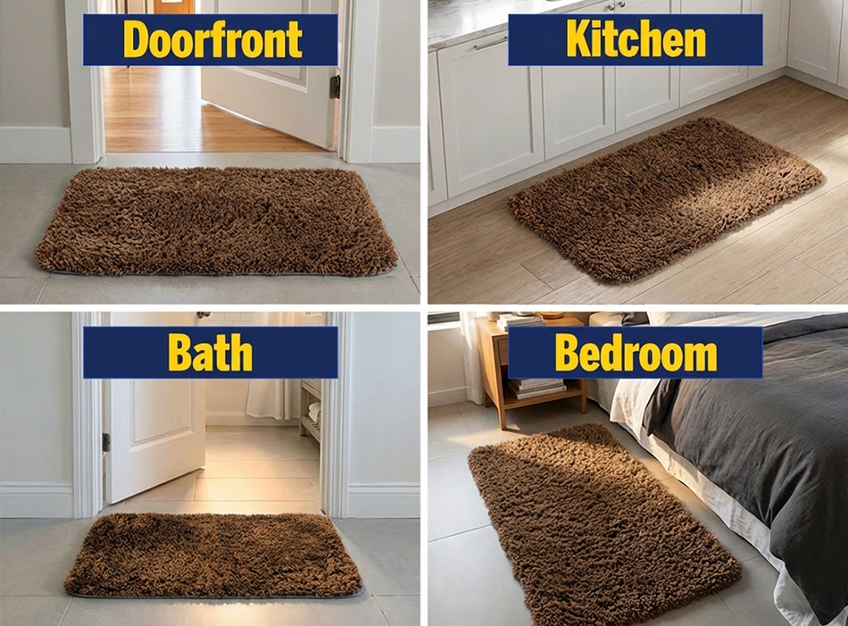 Muddymats® Fluffy Bathroom Rug, Soft Absorbent Microfiber Bath Mat, Non Slip, Quick Dry, Machine Washable for Bathroom Floor, Tub, Shower, Toilet and Sink