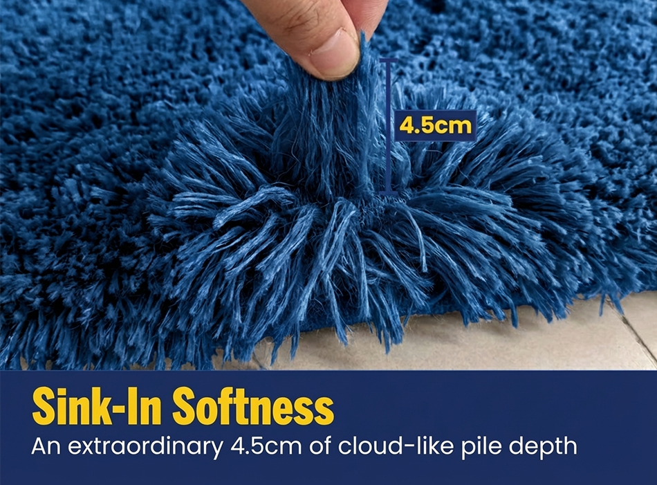 Muddymats® Fluffy Bathroom Rug, Soft Absorbent Microfiber Bath Mat, Non Slip, Quick Dry, Machine Washable for Bathroom Floor, Tub, Shower, Toilet and Sink
